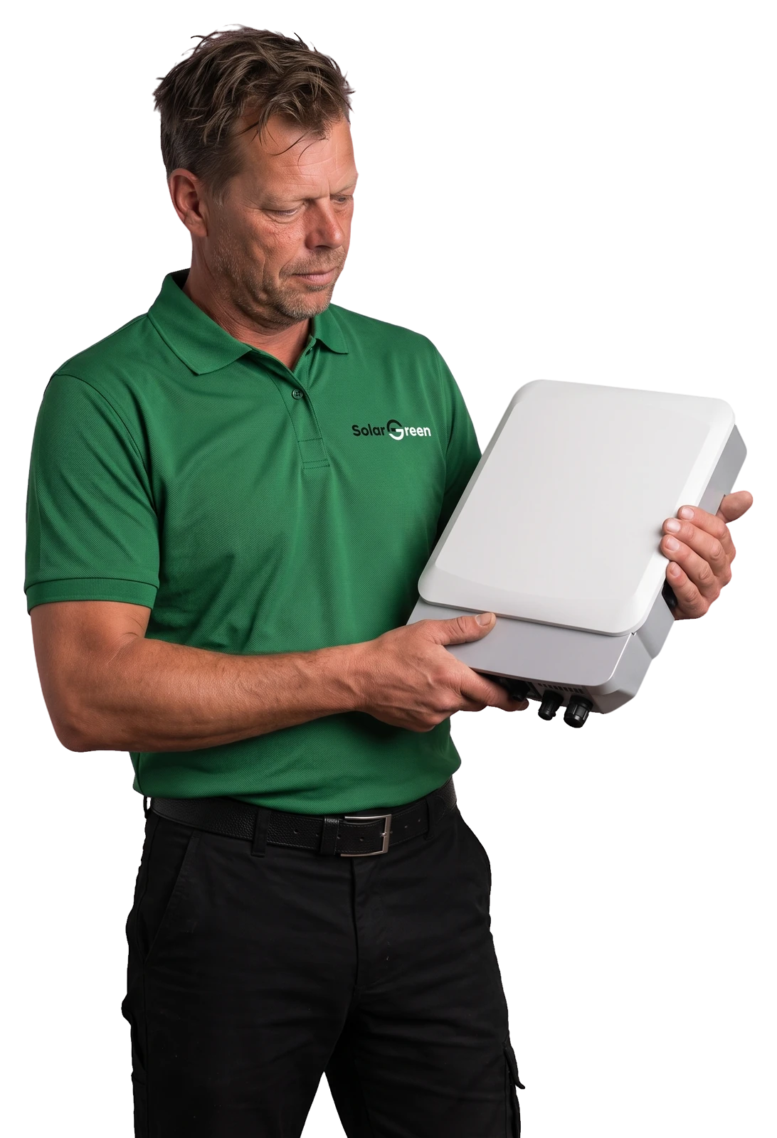 Monteur van Solar Green met een omvormer