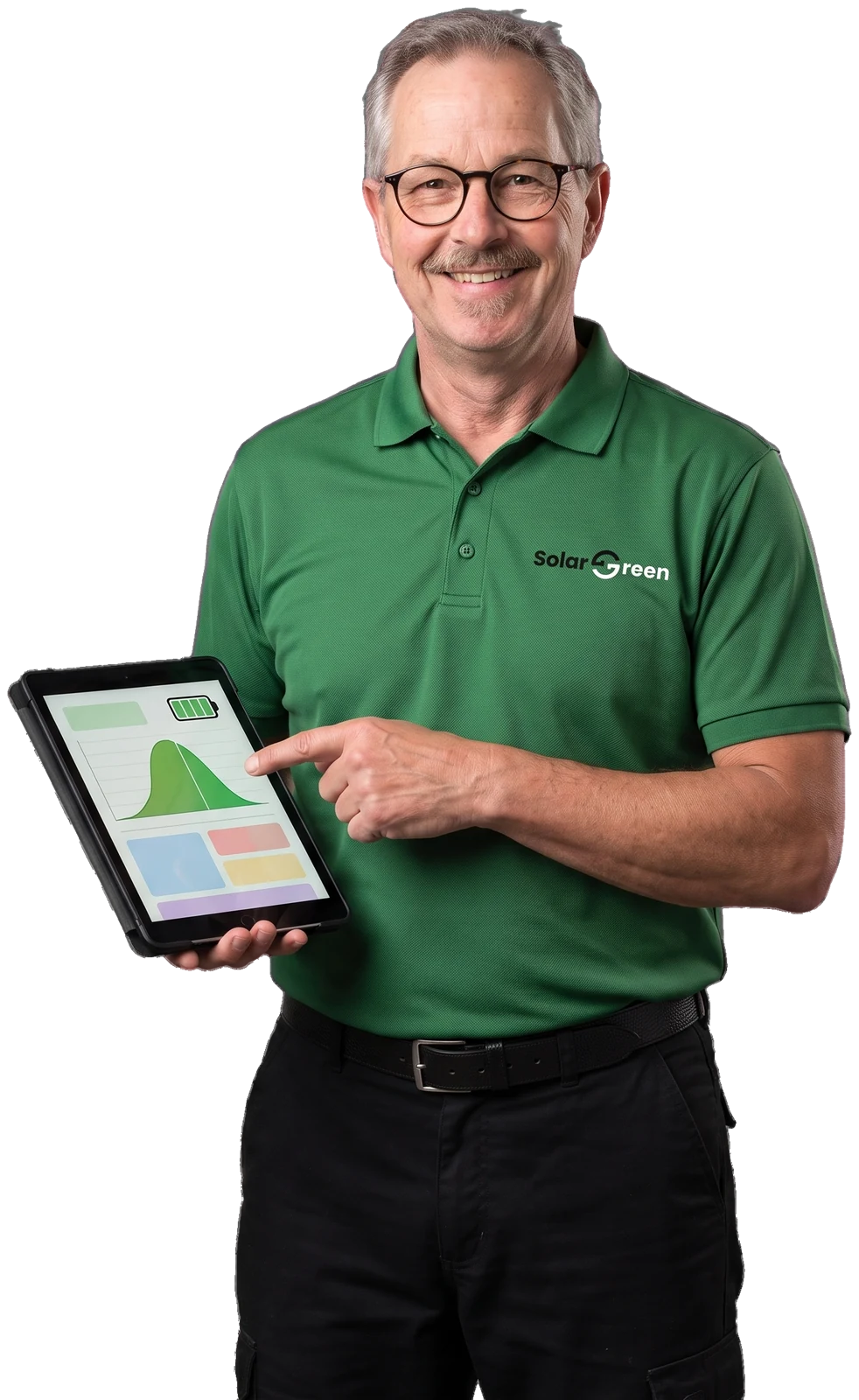 Adviseur van Solar Green met een tablet